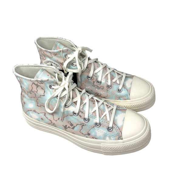 Converse CTAS Lift Shoes High Top Silver Blue Canvas Women Size Sneakers A02033C - Picture 7 of 9